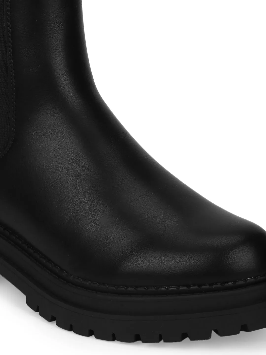 Black PU Slip On Ankle Boots (LISA4)