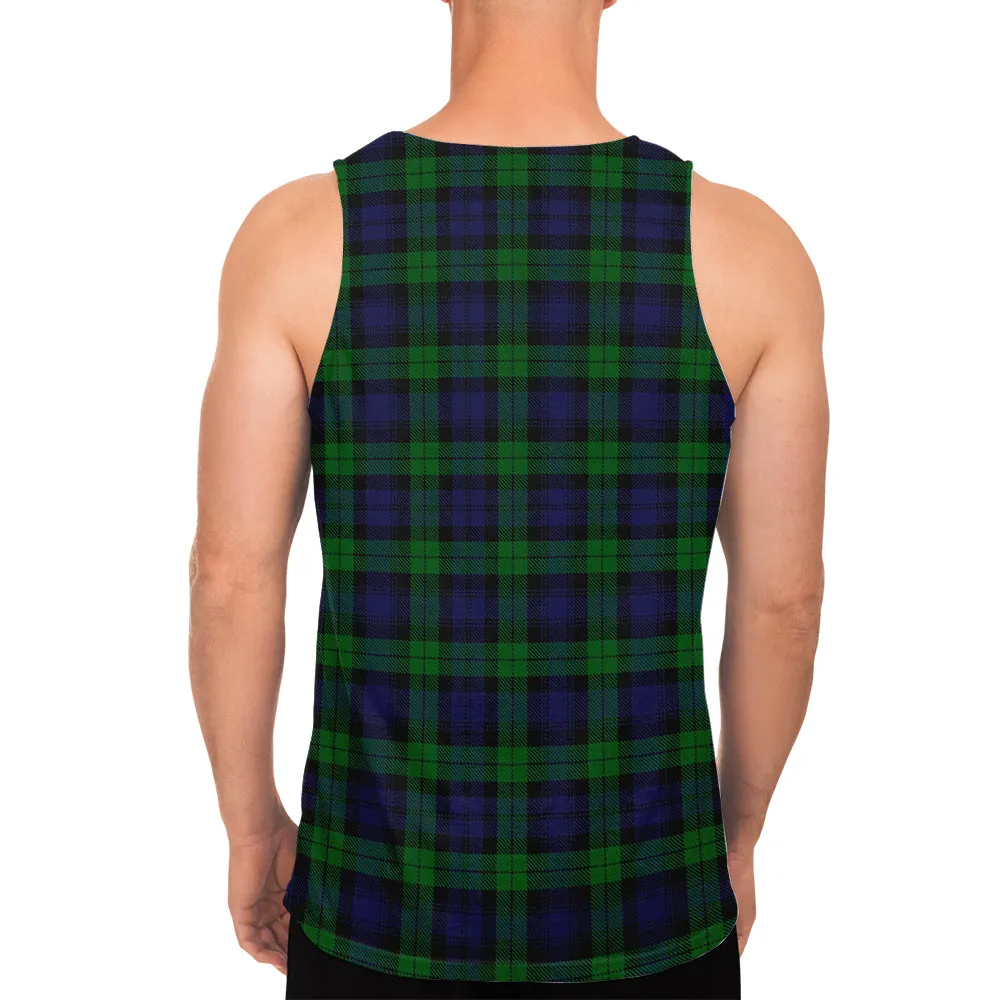 Black Watch Tartan Mens Tank Top with Family Crest