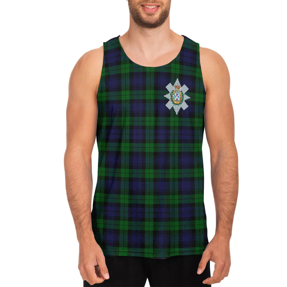 Black Watch Tartan Mens Tank Top with Family Crest