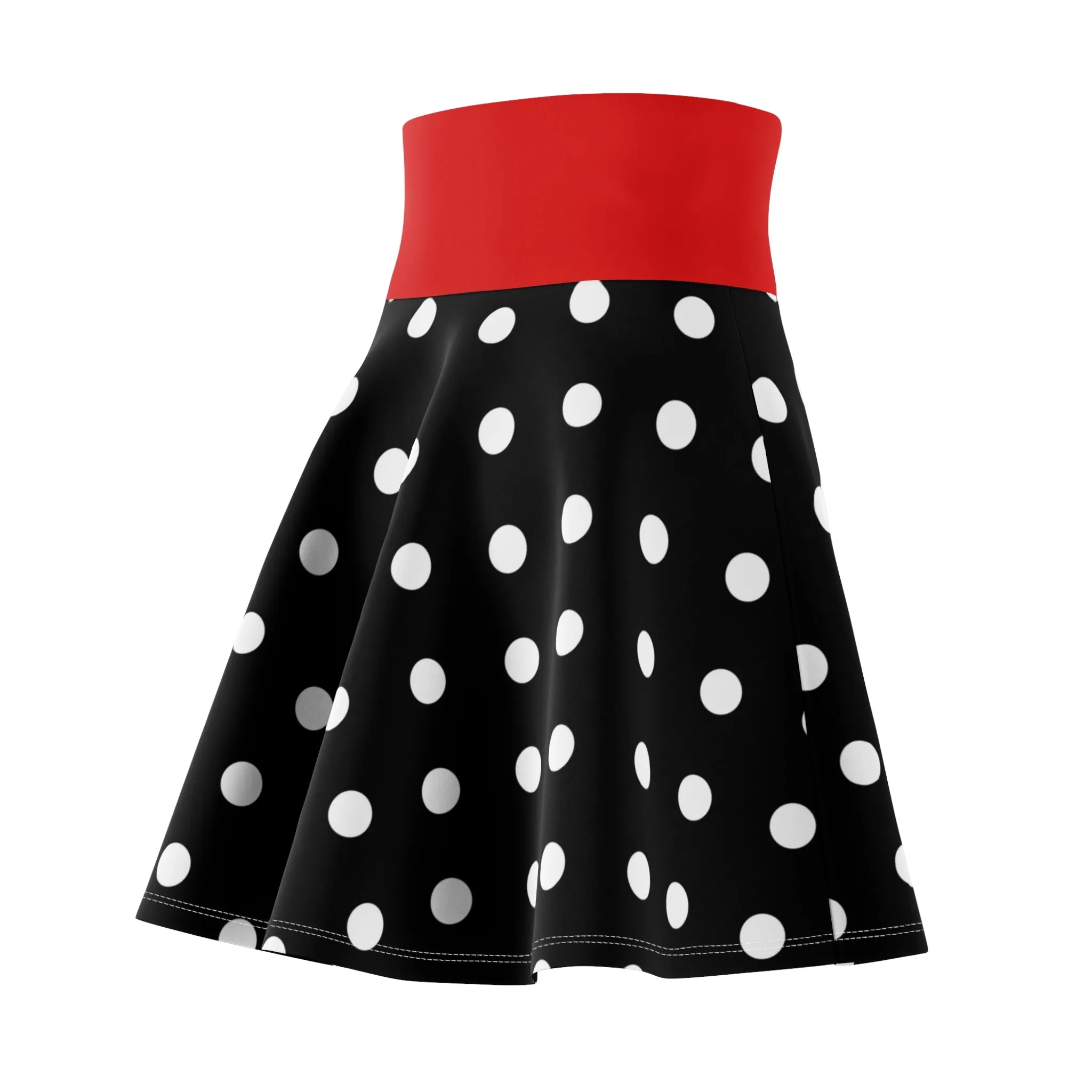 Black With White Polka Dots Women's Skater Skirt