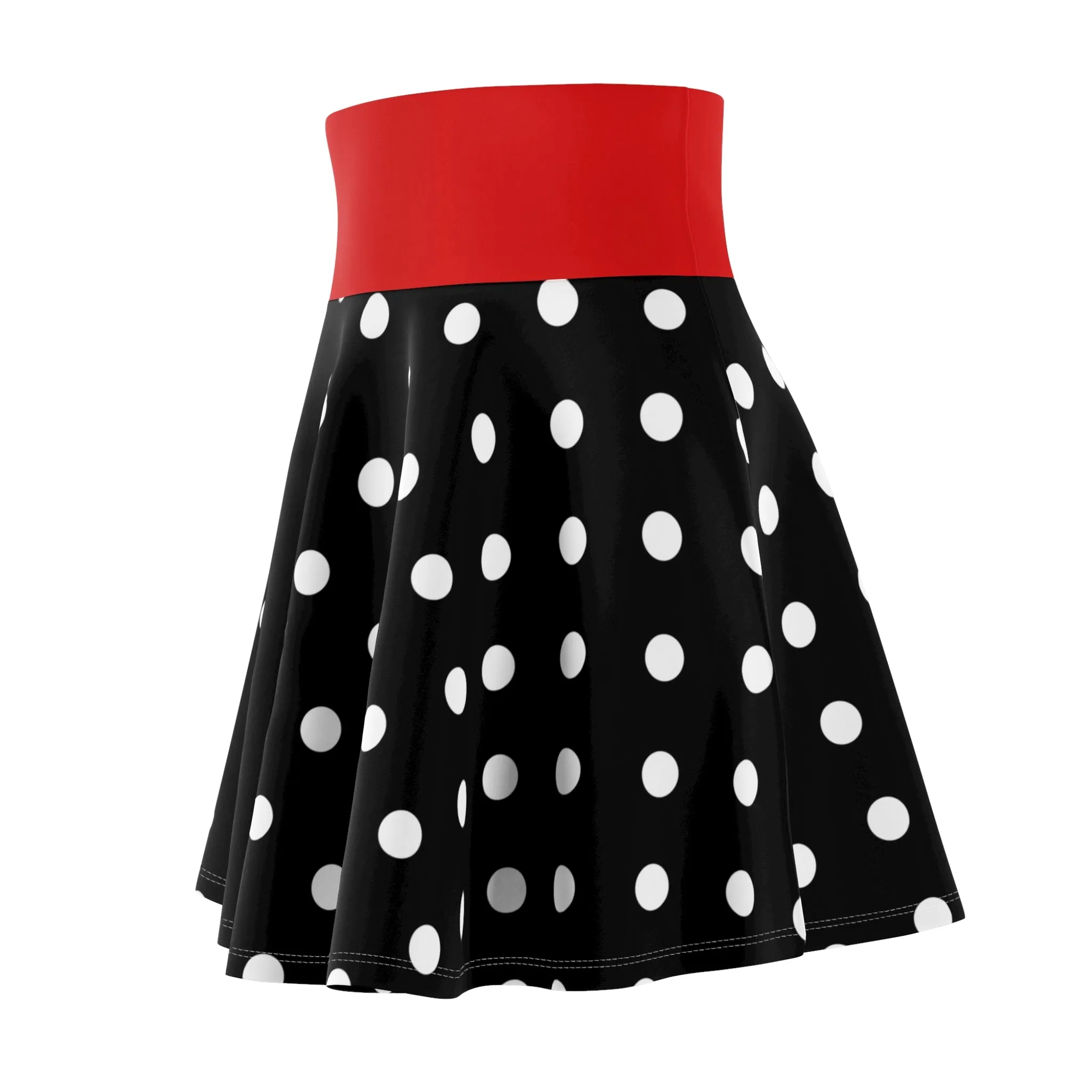 Black With White Polka Dots Women's Skater Skirt