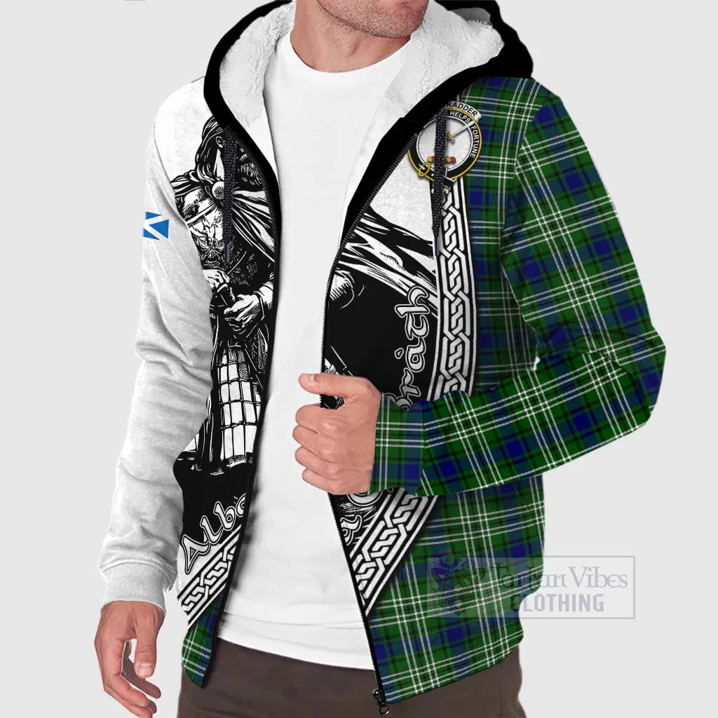 Blackadder Tartan Clan Crest Sherpa Hoodie with Highlander Warrior Celtic Style