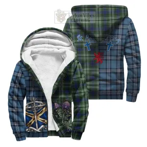 Blyth Tartan Sherpa Hoodie Happy St. Andrew's Day Half Tartan Style