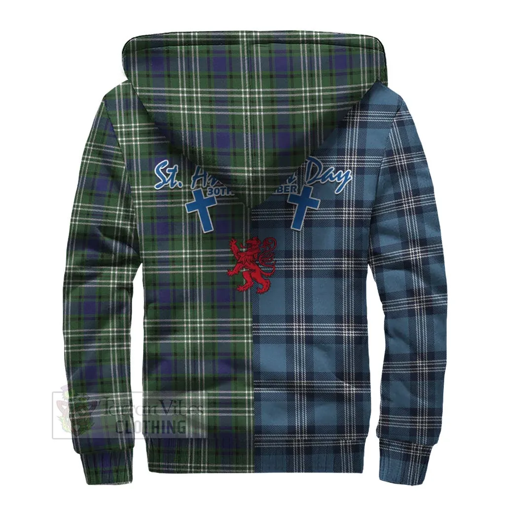 Blyth Tartan Sherpa Hoodie Happy St. Andrew's Day Half Tartan Style