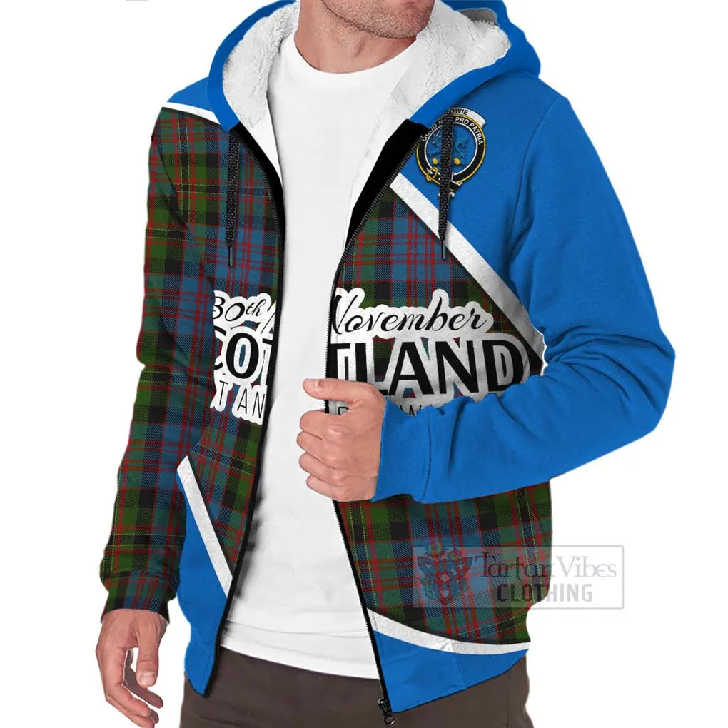 Bowie Family Crest Tartan Sherpa Hoodie Celebrate Saint Andrew's Day in Style