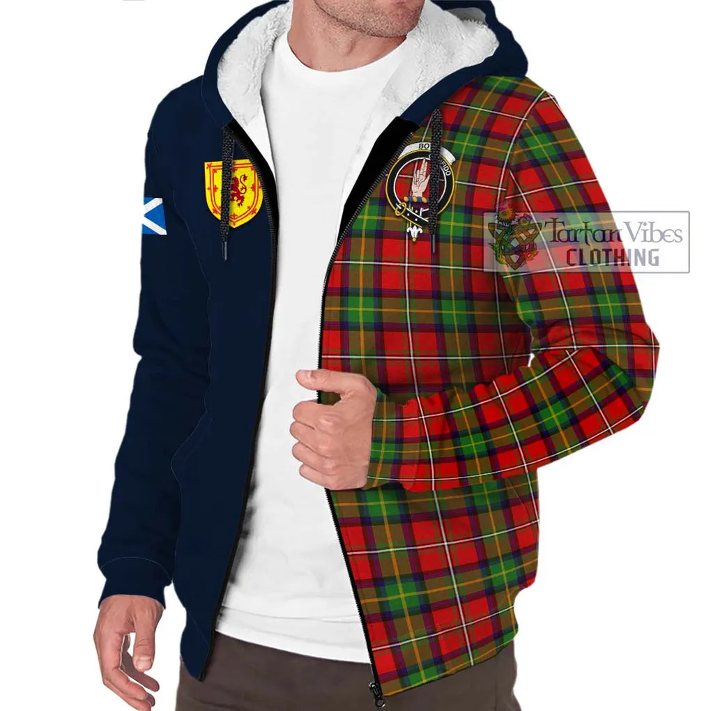 Boyd Tartan Sherpa Hoodie Alba with Scottish Lion Royal Arm Half Style