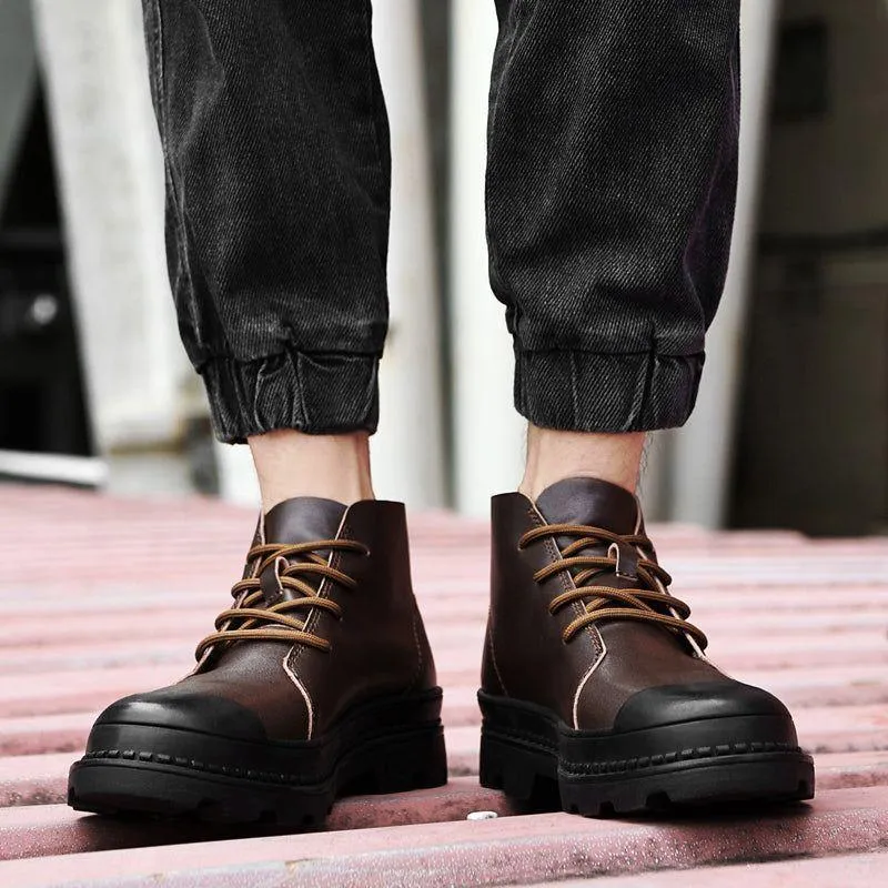 Breathable Leather Business Sneakers Boots Men's Casual Shoes JOS1011