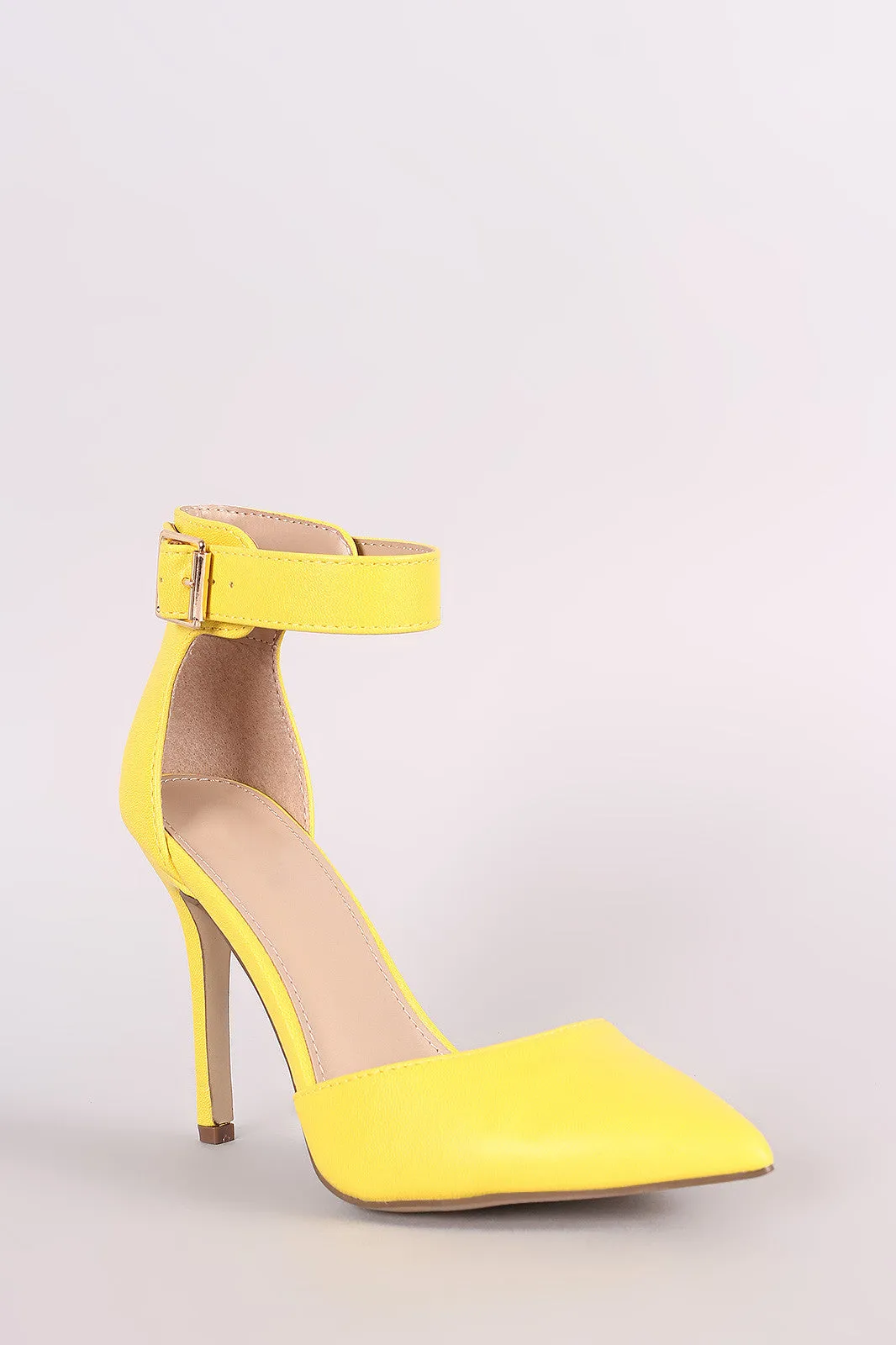 Breckelle Pointy Toe Ankle Strap Stiletto Pump