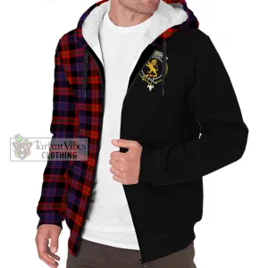 Broun Modern Tartan Sherpa Hoodie with Family Crest and Half Of Me Style