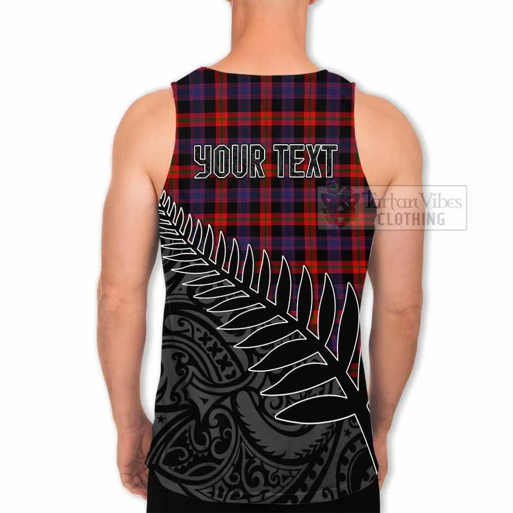 Brown (Broun) Crest Tartan Men's Tank Top with New Zealand Silver Fern Half Style