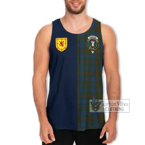 Buchanan Hunting Tartan Men's Tank Top Alba with Scottish Lion Royal Arm Half Style