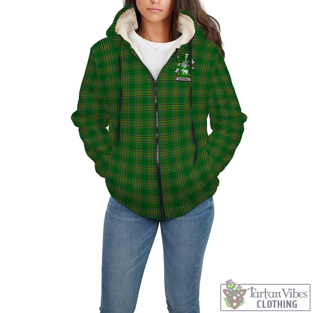 Butcher Irish Clan Tartan Sherpa Hoodie with Coat of Arms