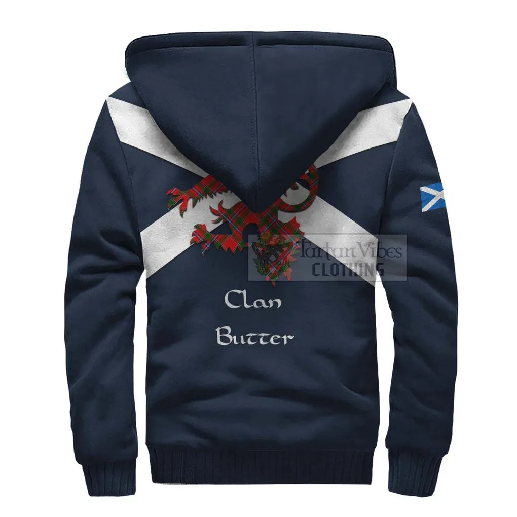 Butter Tartan Lion Rampant Sherpa Hoodie  Proudly Display Your Heritage with Alba Gu Brath and Clan Name