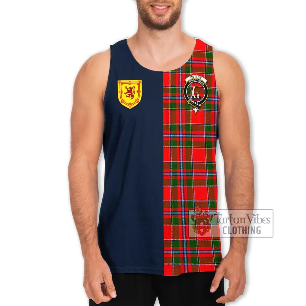 Butter Tartan Men's Tank Top Alba with Scottish Lion Royal Arm Half Style