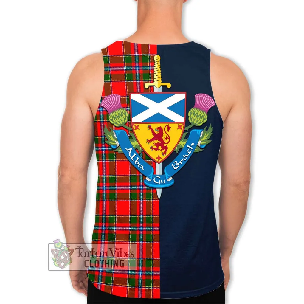 Butter Tartan Men's Tank Top Alba with Scottish Lion Royal Arm Half Style