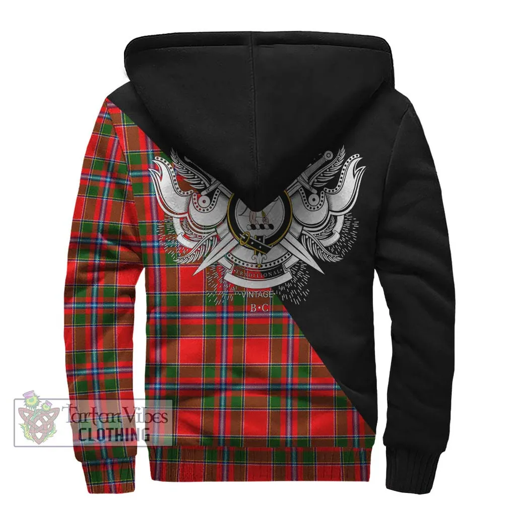 Butter Tartan Sherpa Hoodie with Family Crest and Military Logo Style