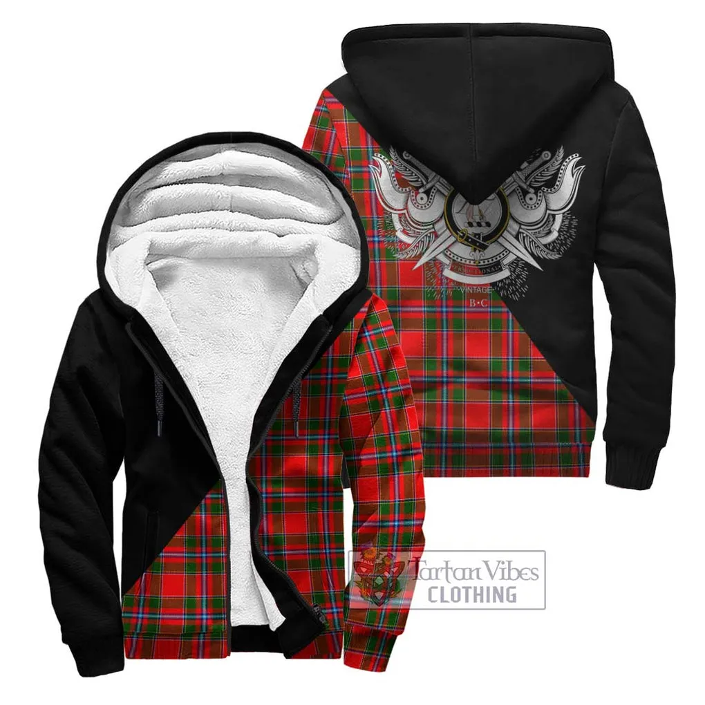 Butter Tartan Sherpa Hoodie with Family Crest and Military Logo Style