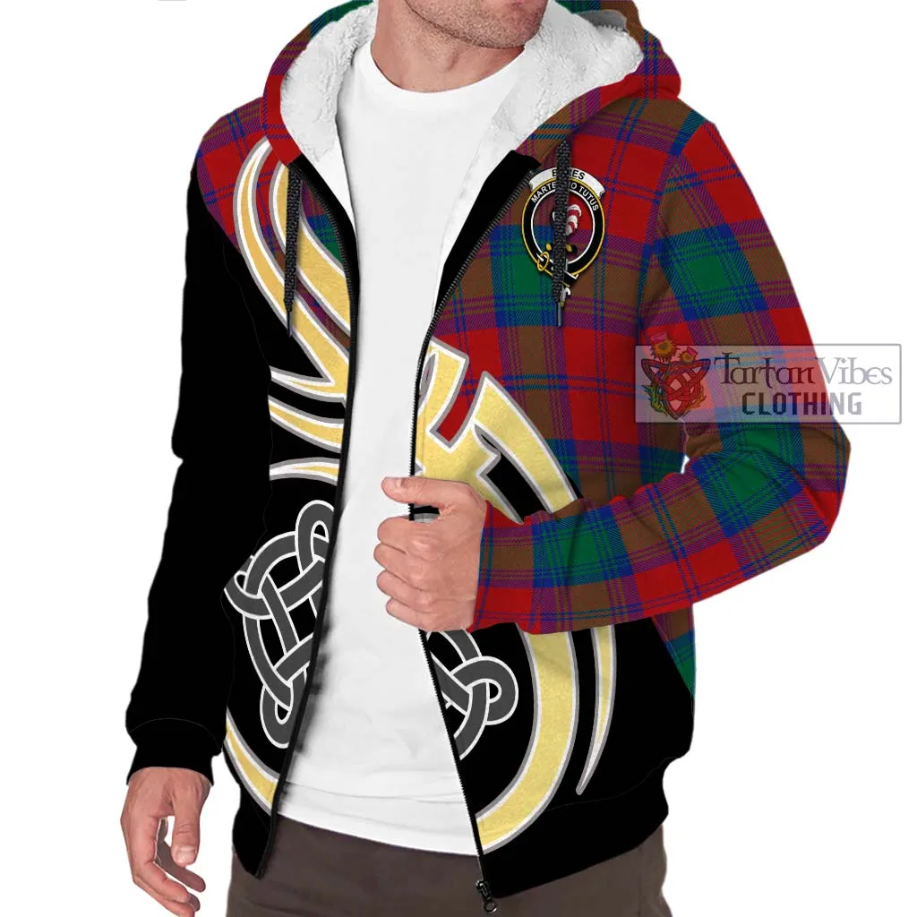 Byres (Byses) Tartan Sherpa Hoodie with Family Crest and Celtic Symbol Style