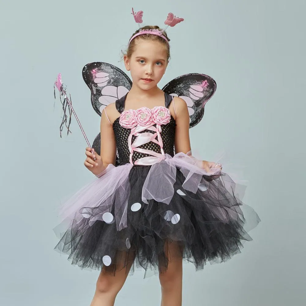 Children's Stage Performance Festival Performance Costume New Halloween Party Cosplay Butterfly Cute Girl Princess Dress Three Piece Set