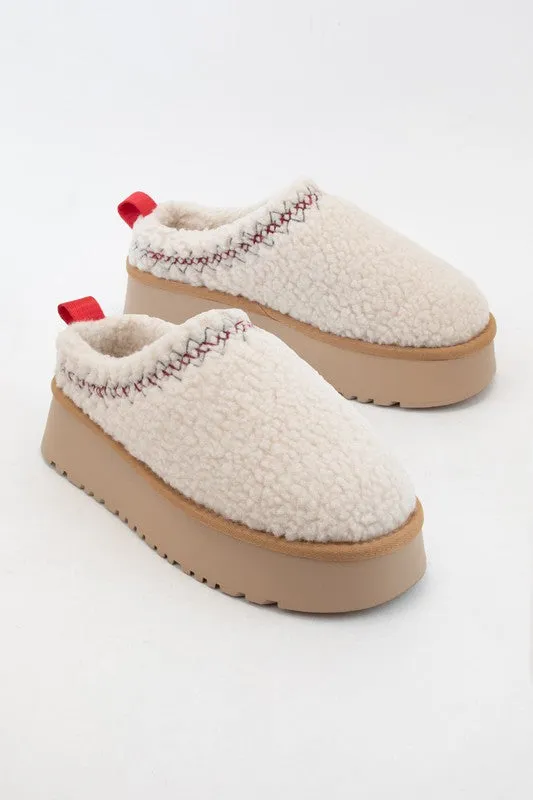 Cozy Platform Sherpa Slippers