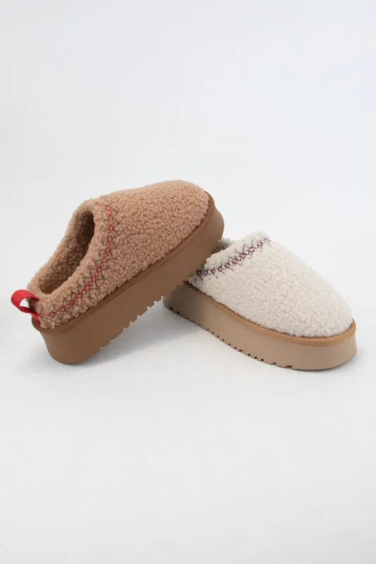 Cozy Platform Sherpa Slippers