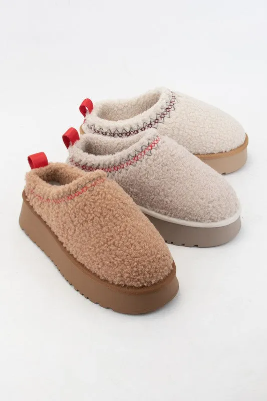 Cozy Platform Sherpa Slippers