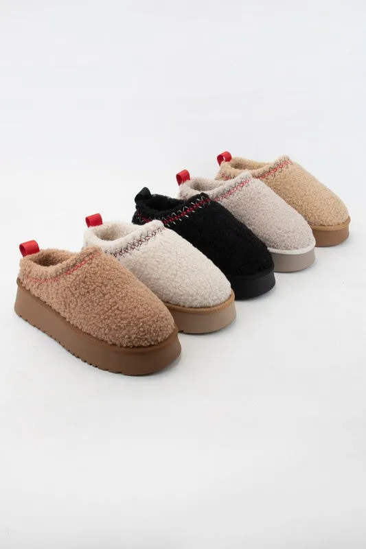 Cozy Platform Sherpa Slippers