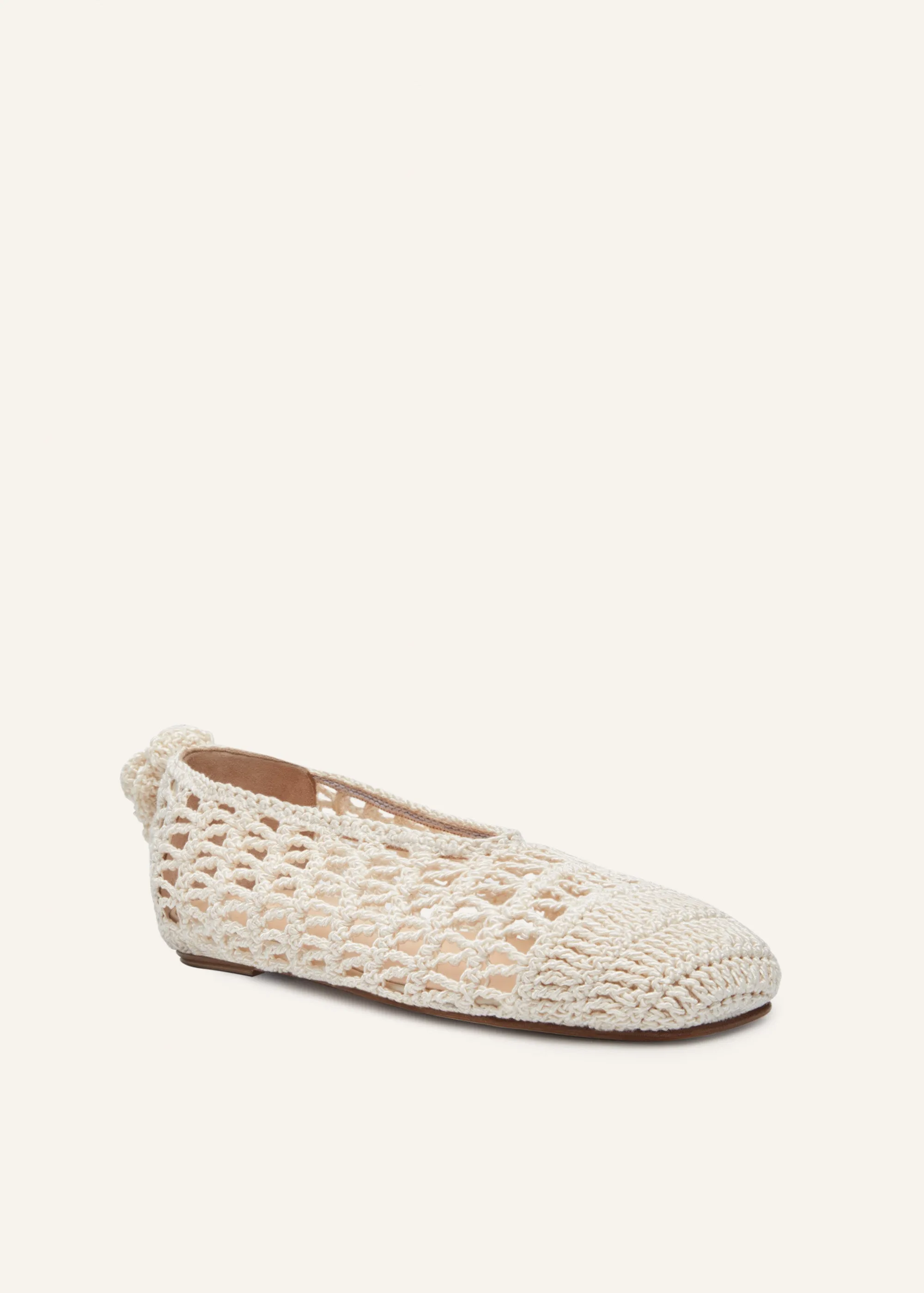 Crochet ballet flats in cream