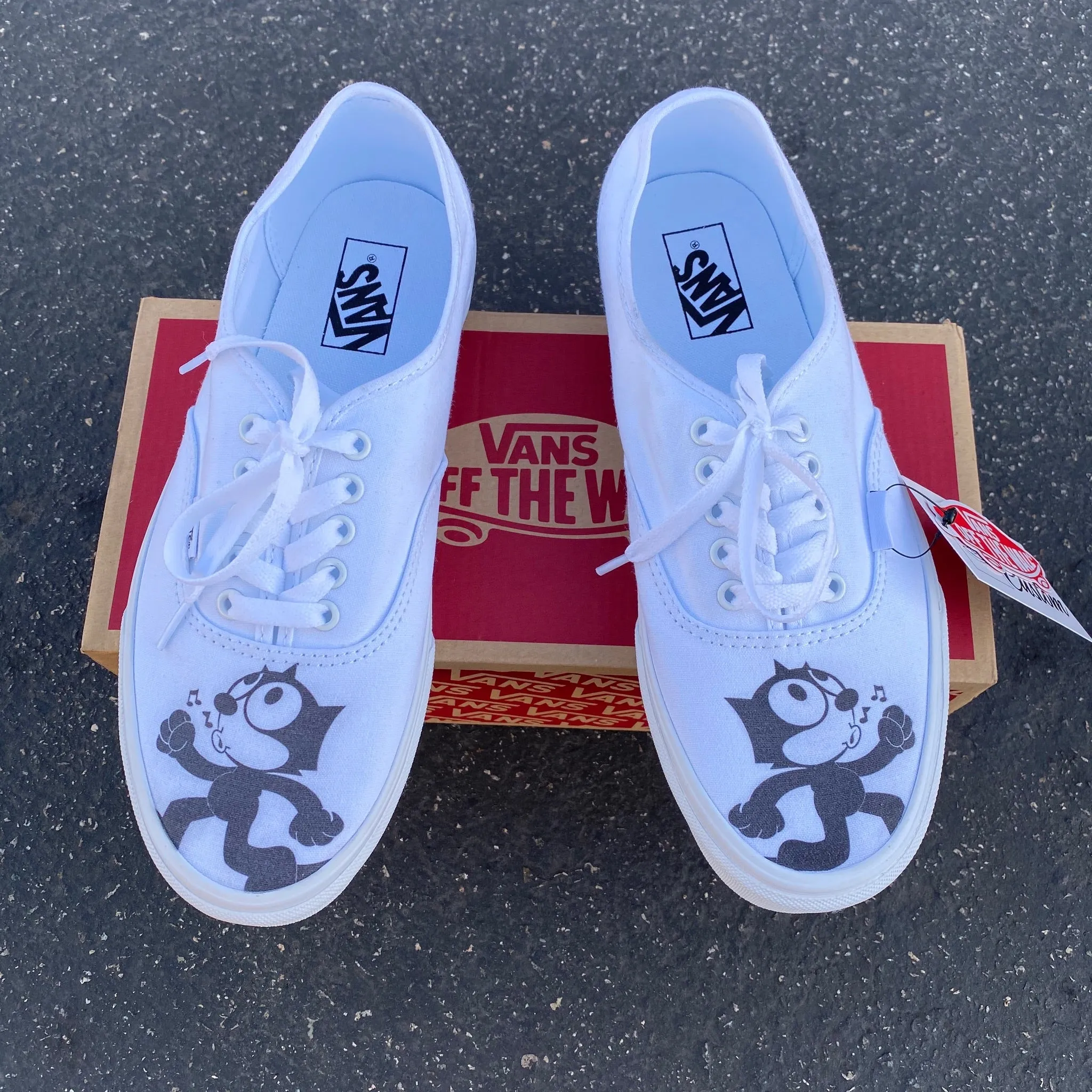 Custom Vans Shoes - Felix The Cat - White Authentic