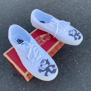 Custom Vans Shoes - Felix The Cat - White Authentic