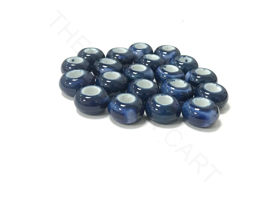 Dark Blue Disc Circular 2 Ceramic Beads