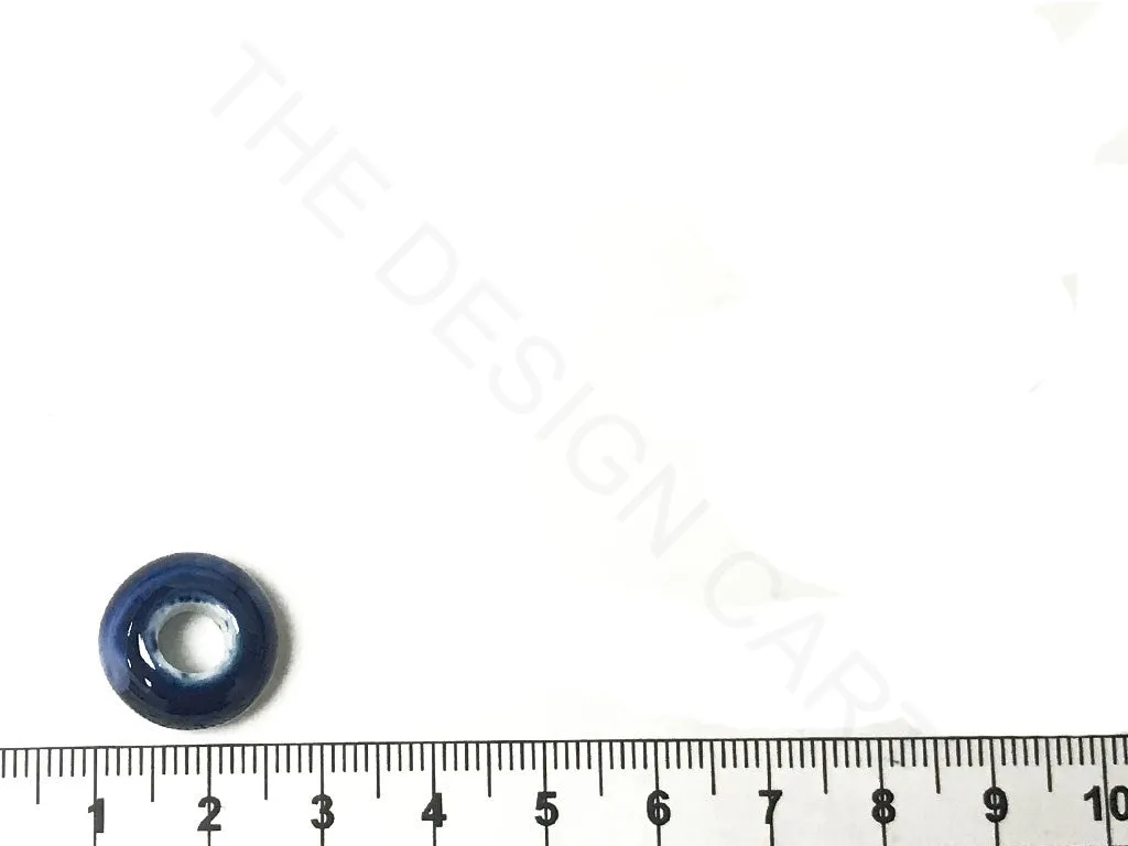 Dark Blue Disc Circular 2 Ceramic Beads