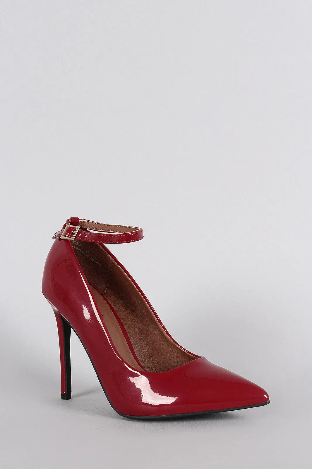 Dollhouse Plain Pointy Toe Ankle Strap Stiletto Pump