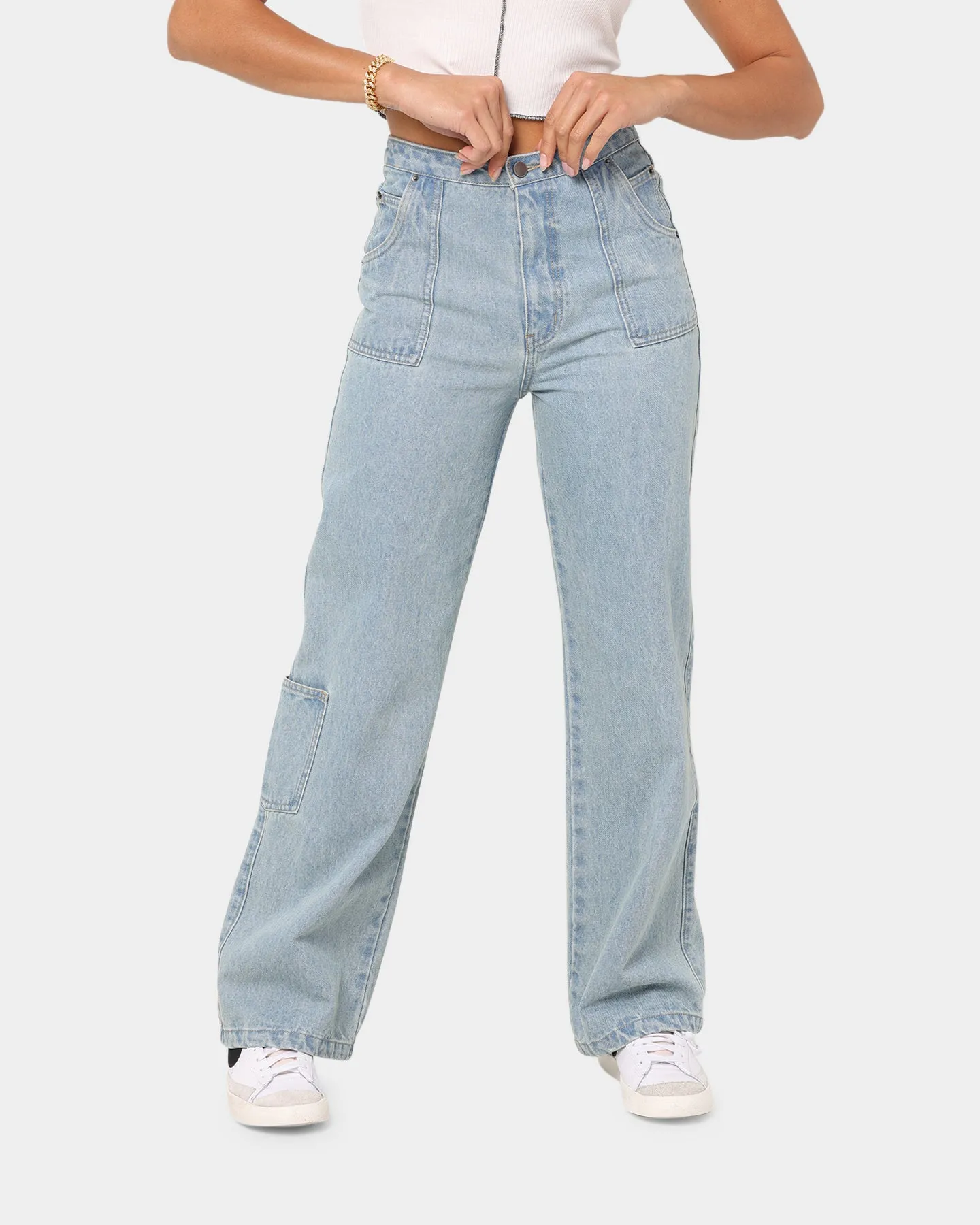 EN ES High Wide Leg Jean Light Blue Denim