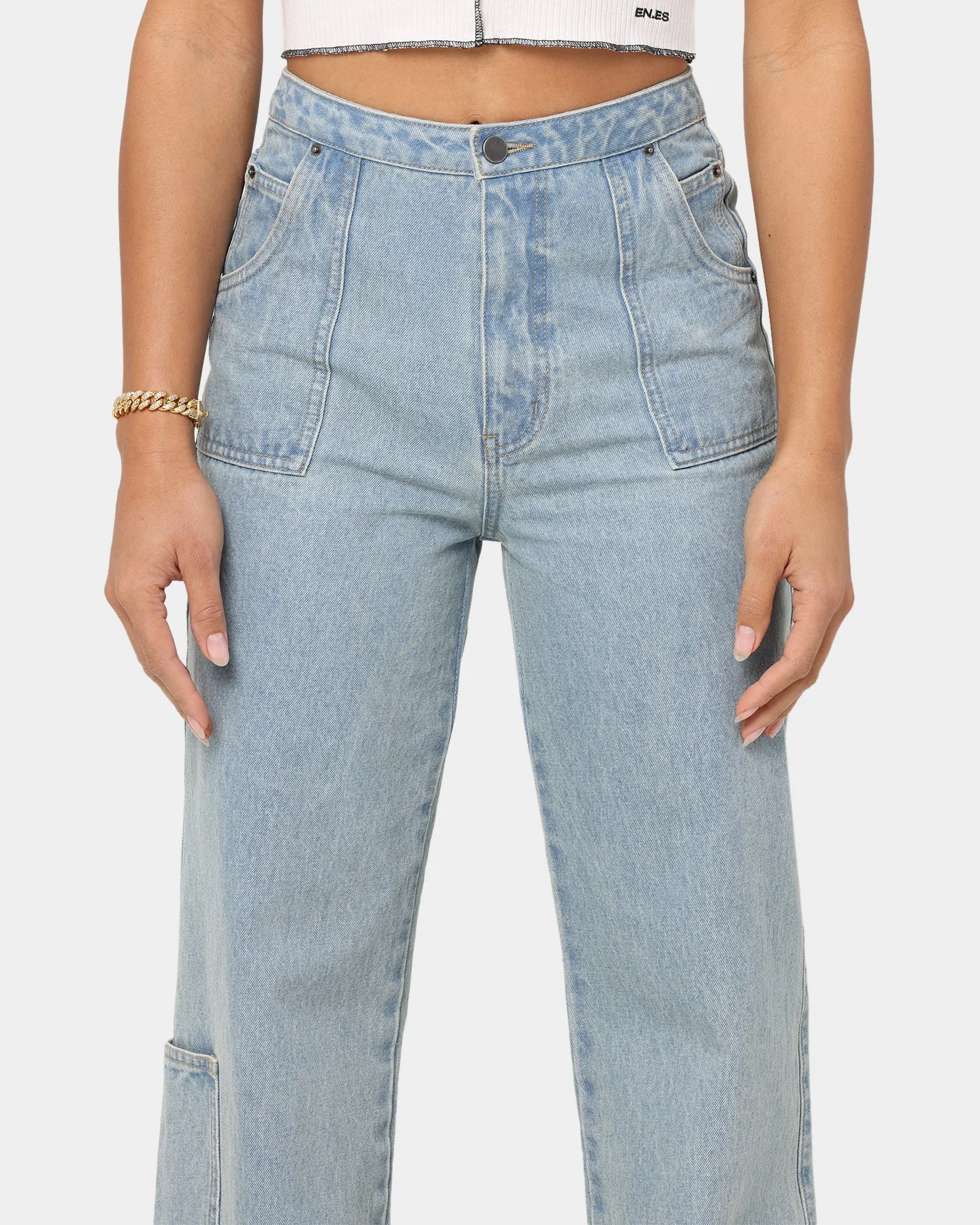 EN ES High Wide Leg Jean Light Blue Denim