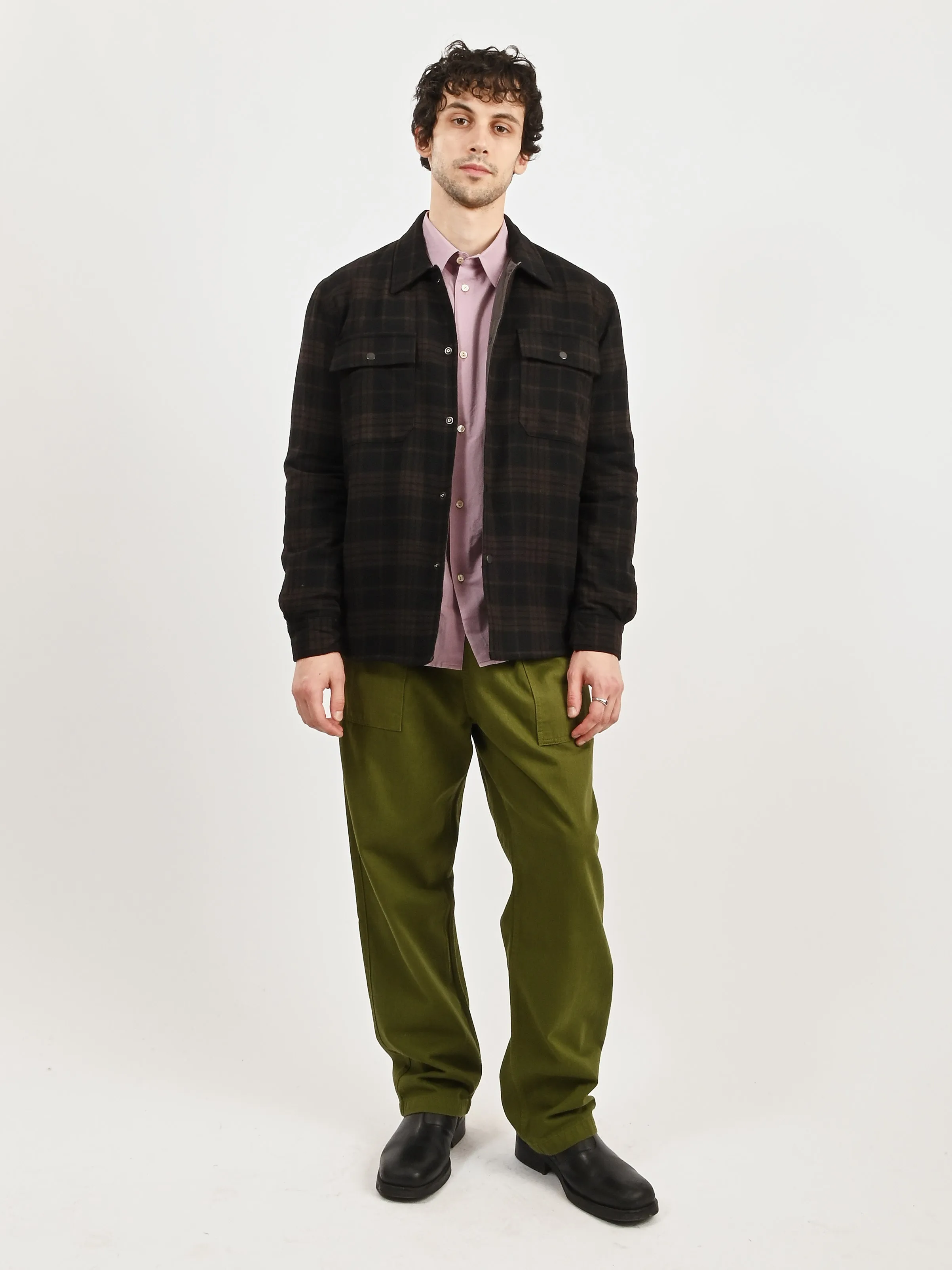 Espresso Hjalmer Insulated Wool Check Overshirt