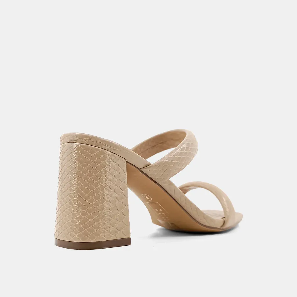 Farah Snake Print Heel in Taupe