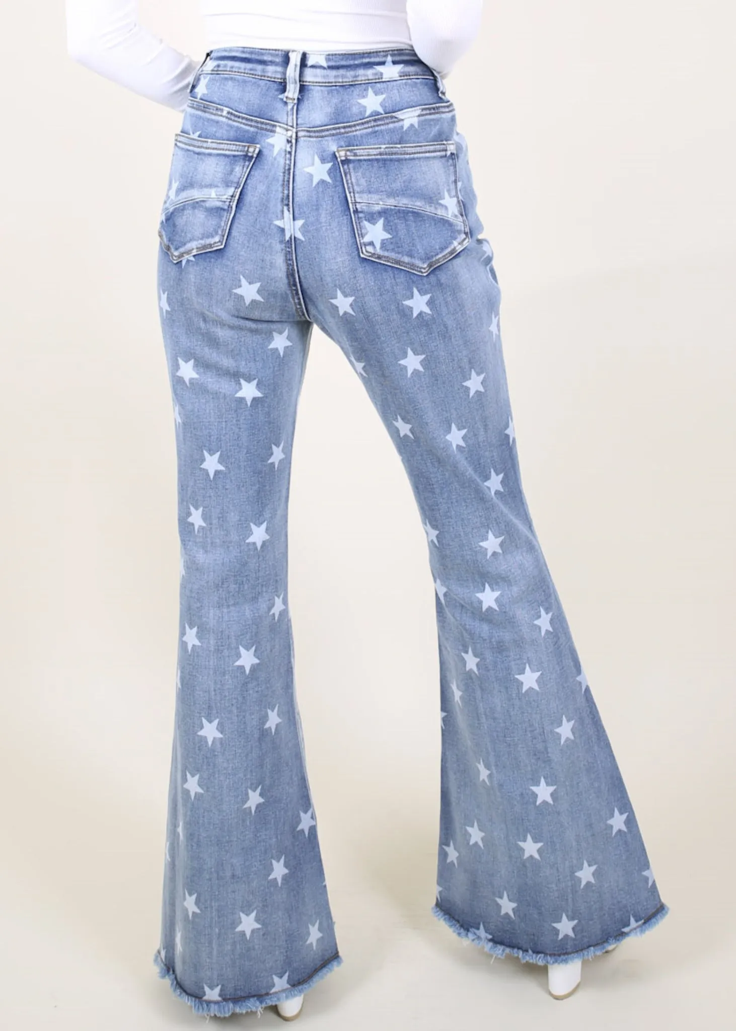 Floral Daisy Embroidered Mid Rise Bell Bottom Jeans