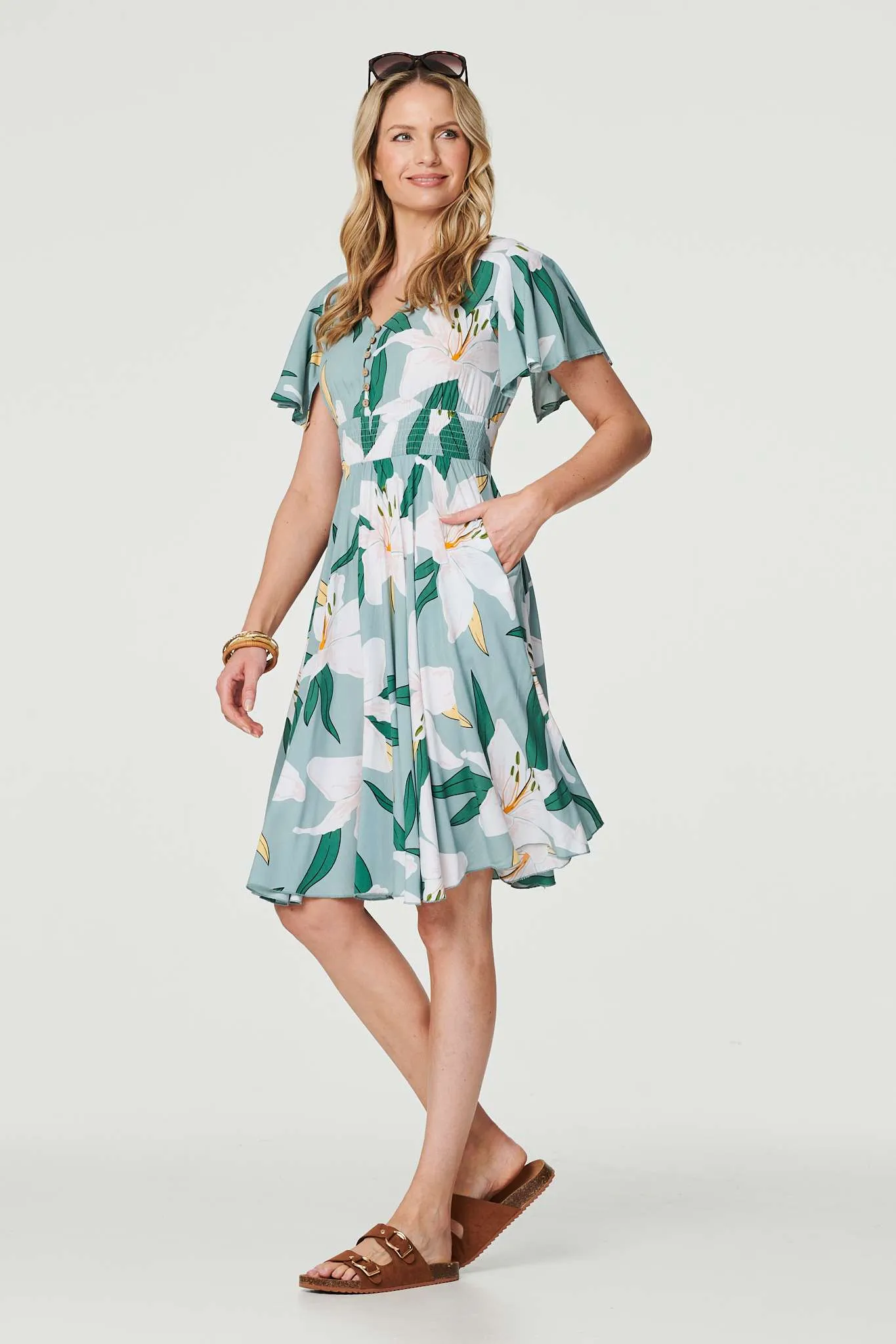 Floral Knee Length Skater Dress