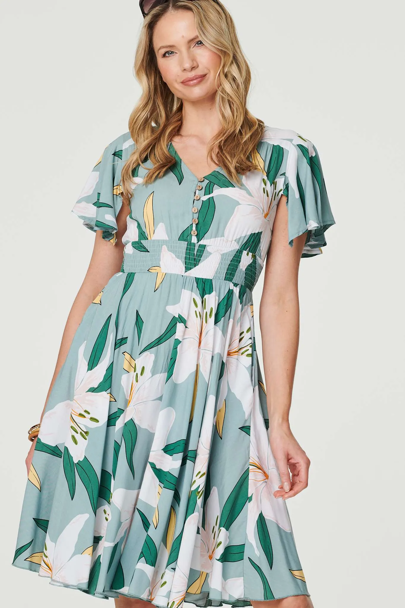 Floral Knee Length Skater Dress