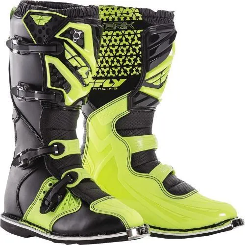 Fly Racing Maverik Men's Black/Hi-Viz Yellow Motocross Boots