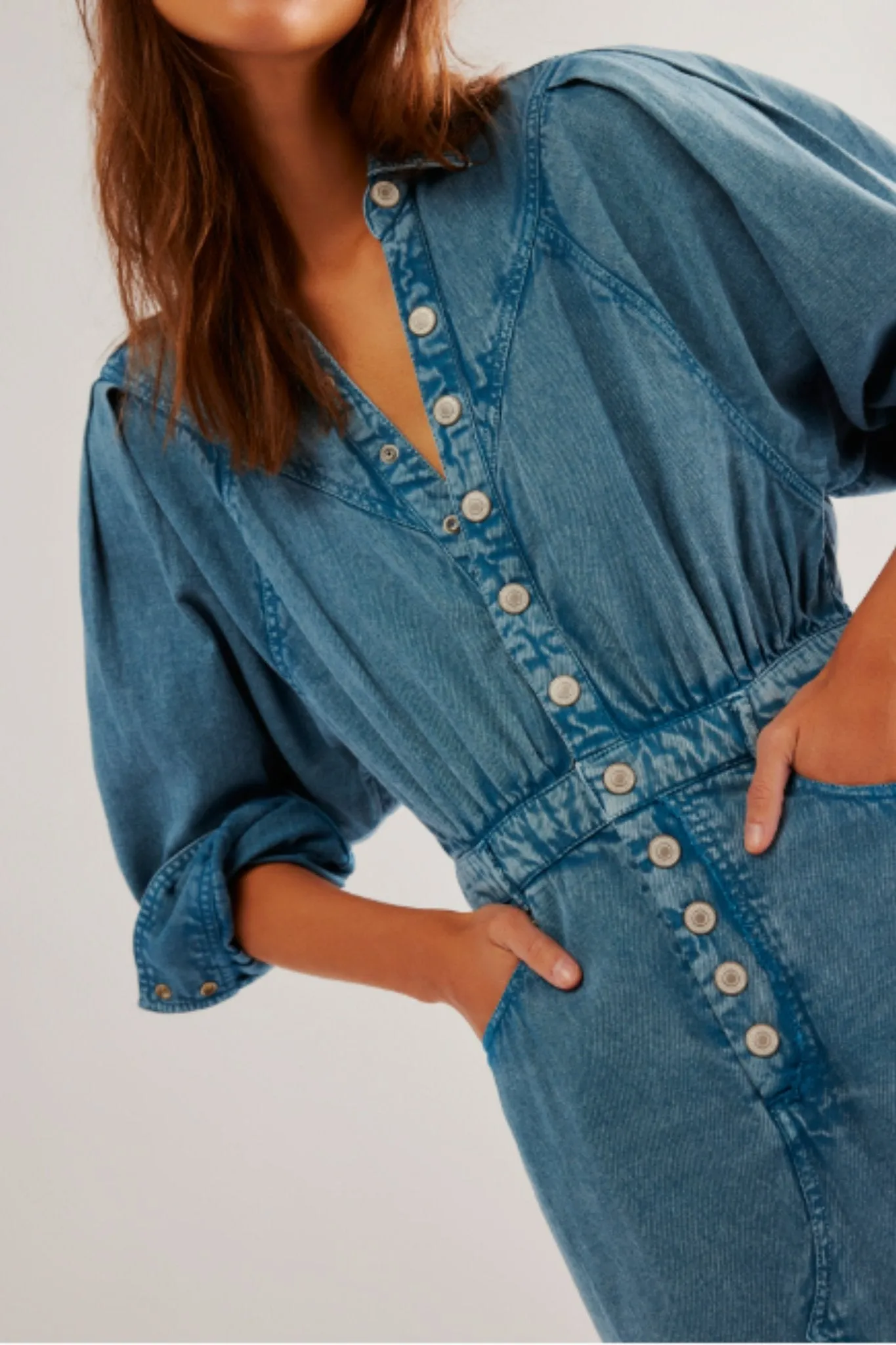 Free People: Mad Love Denim Midi in Skyfall