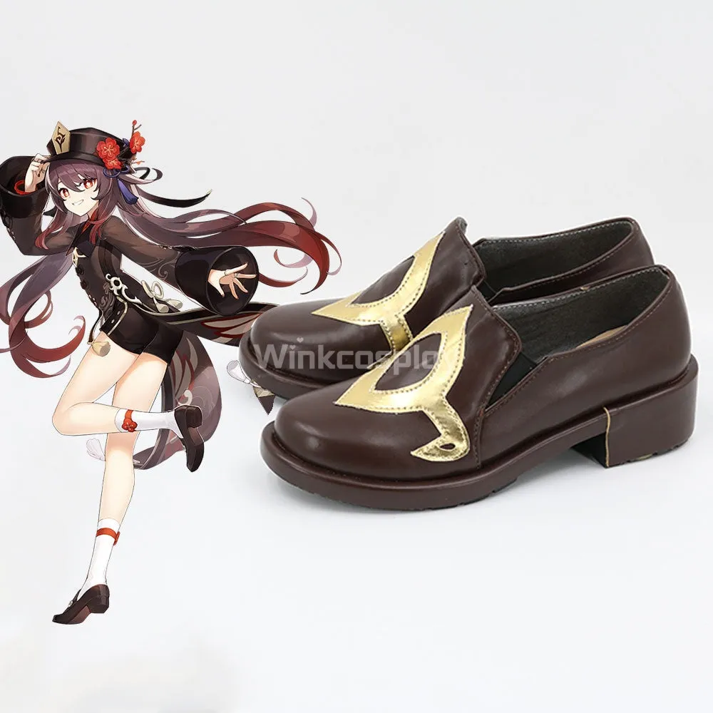 Genshin Impact Hu Tao Brown Cosplay Shoes