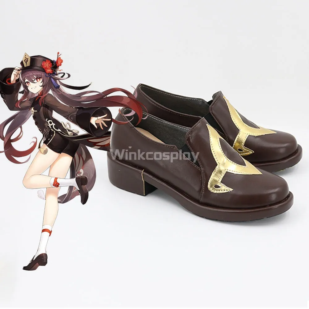 Genshin Impact Hu Tao Brown Cosplay Shoes