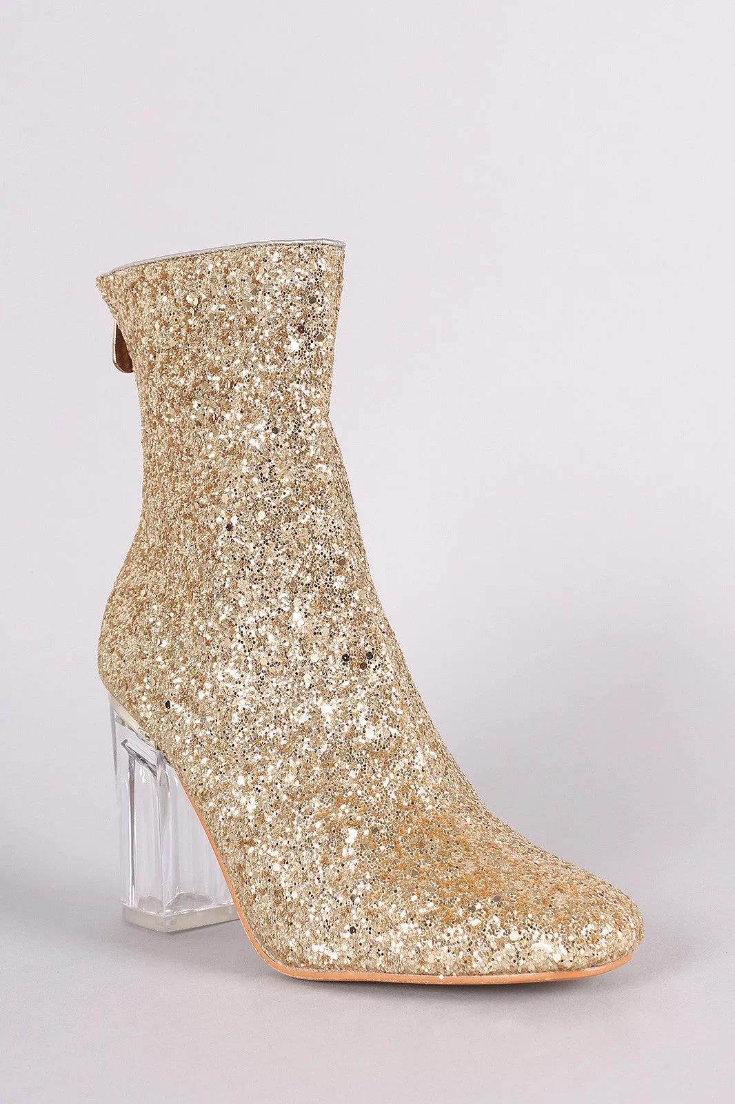 Glitter Chunky Lucite Heeled Ankle Boots