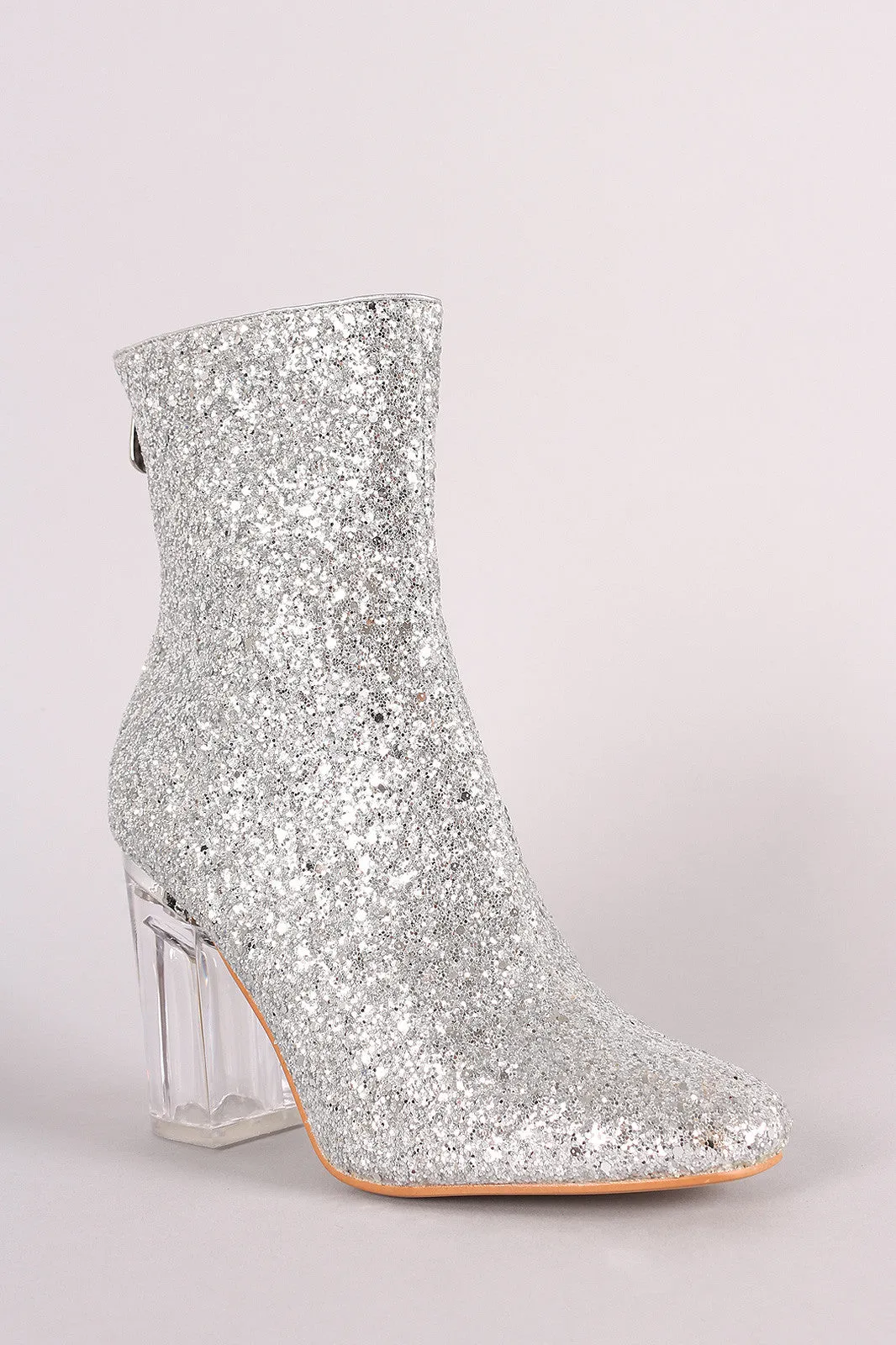 Glitter Chunky Lucite Heeled Ankle Boots