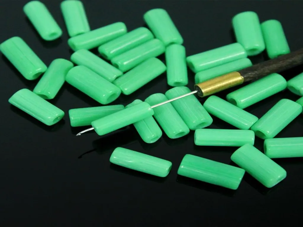 Green Tube Ceramic Beads