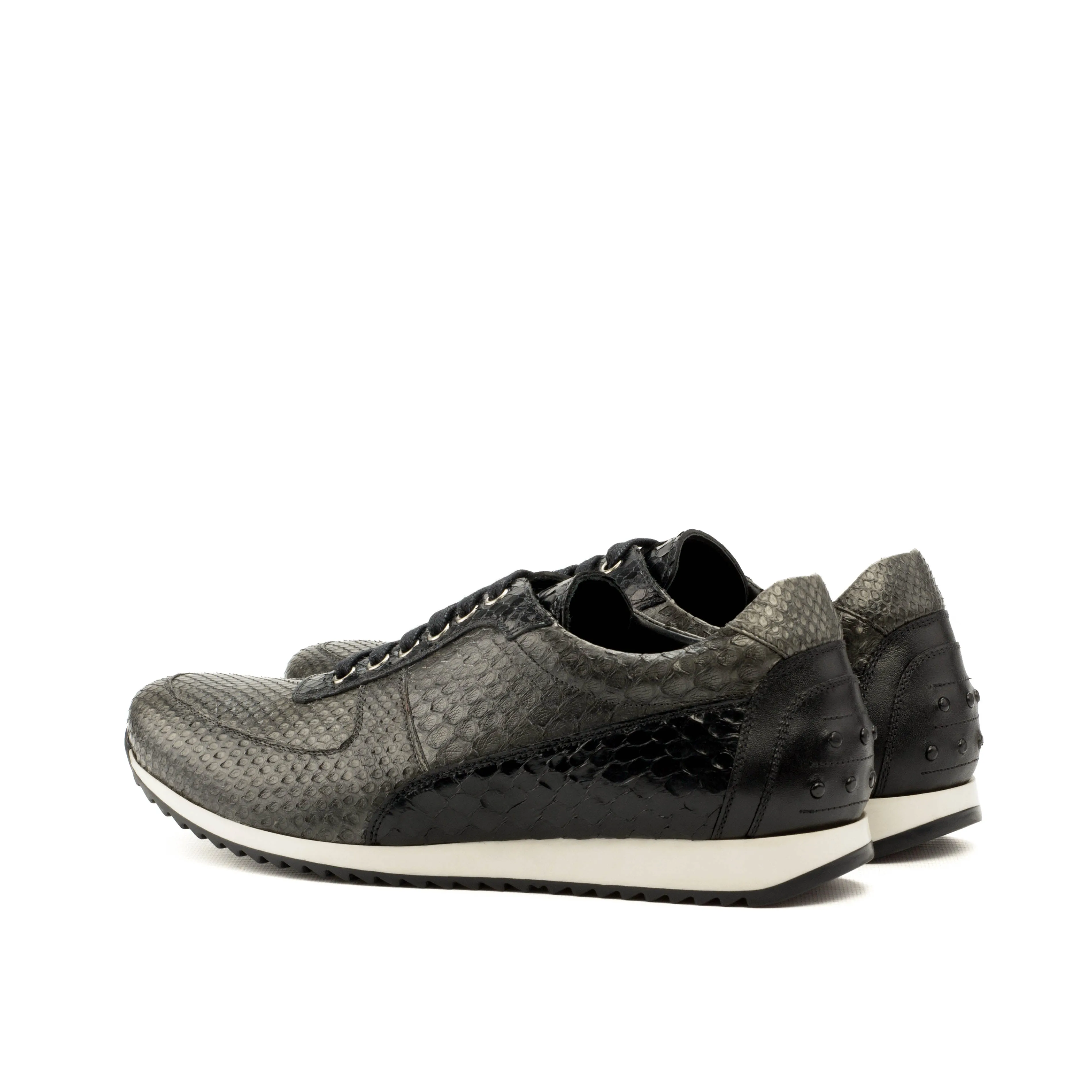 Grey & Black Python Trainer Sneakers