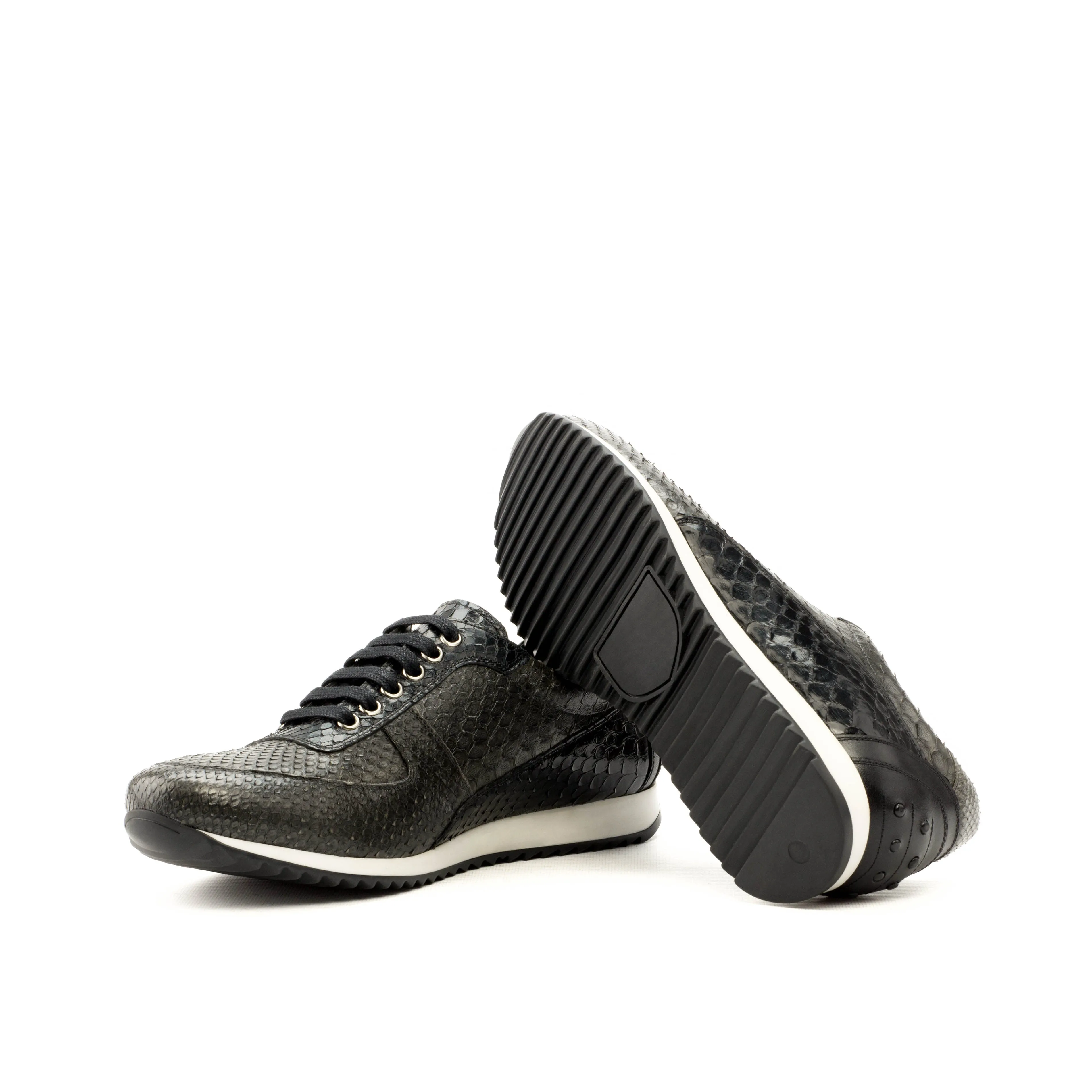 Grey & Black Python Trainer Sneakers