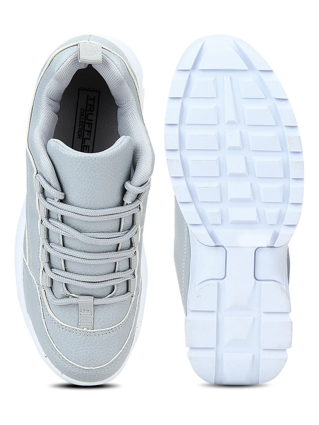 Grey Cleated Lace-Up Sneakers